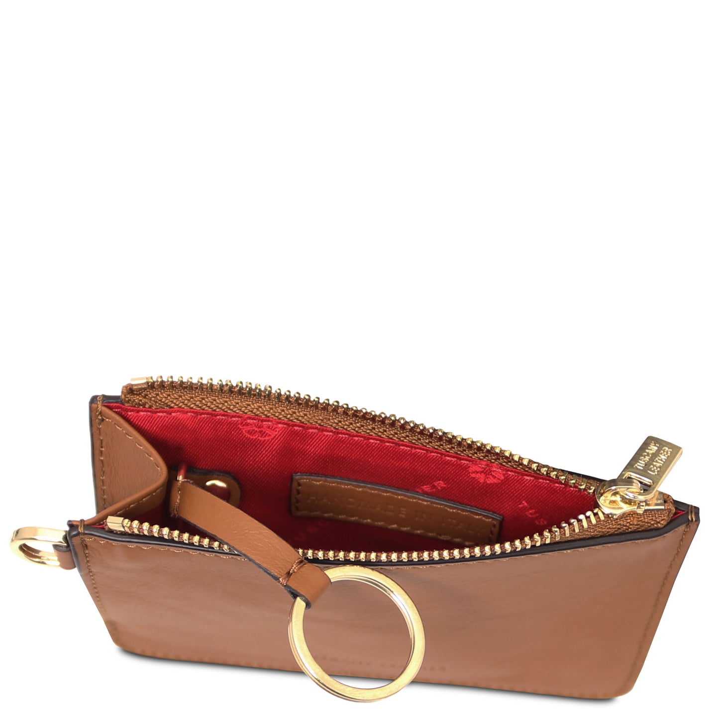 Portacarte in Pelle con Manico - Cognac