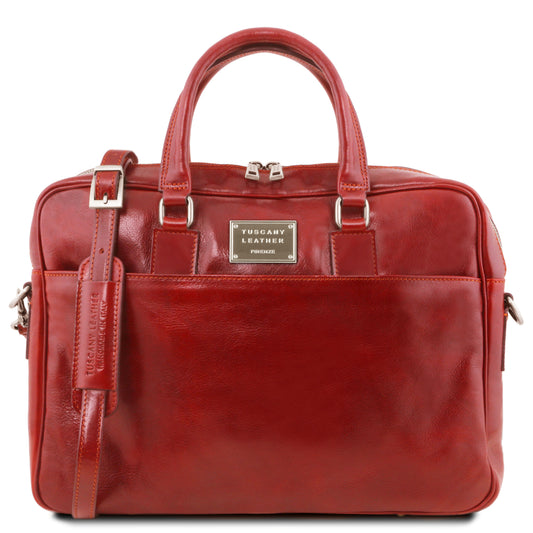 Urbino - Borsa Porta Computer da Lavoro in Pelle colore rosso