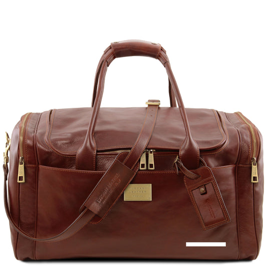 TL Voyager - Borsone Viaggio in Pelle con Tasche Laterali