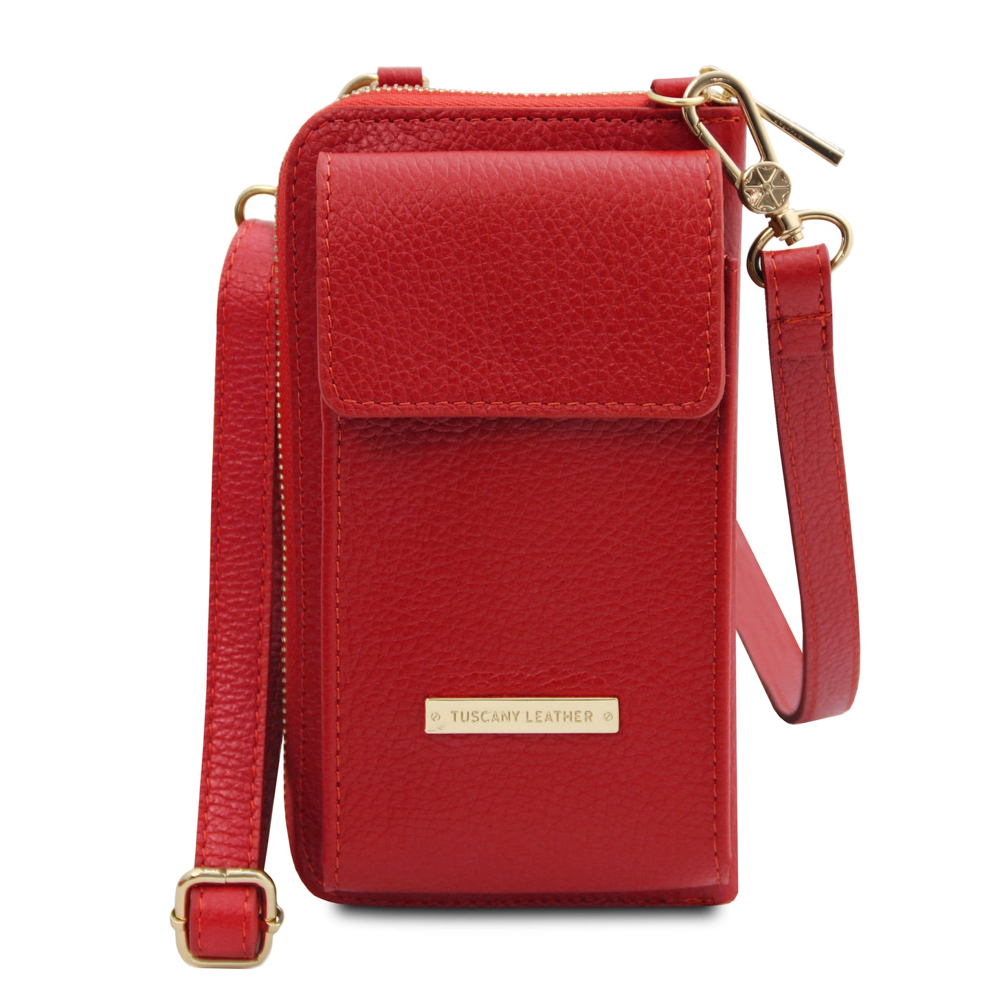 TL Bag - Portafoglio/portacellulare in Pelle con Tracolla Rosso