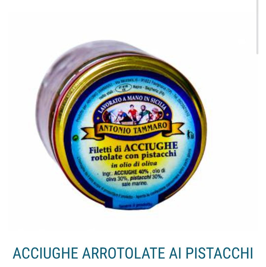 Acciughe Arrotolate ai Pistacchi di Bronte 200g