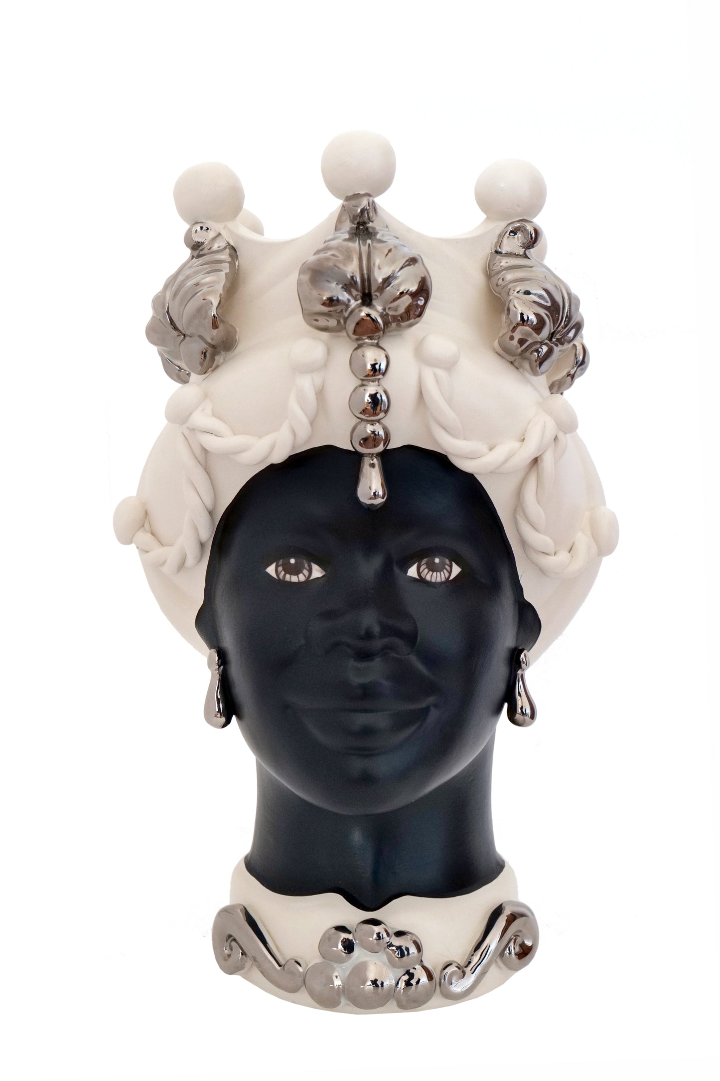 Testa di Moro Liberty bianco satinato volto nero satinato dettagli platino Donna