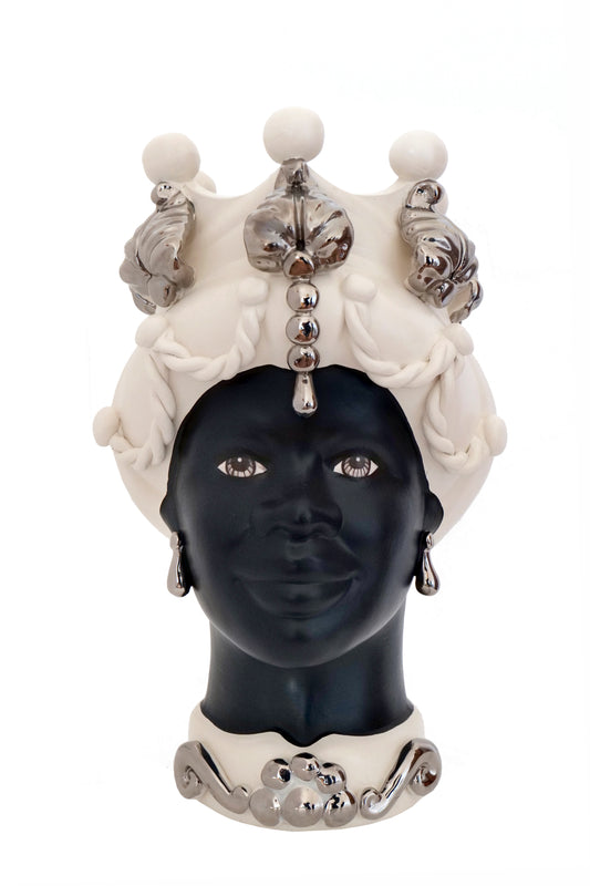 Testa di Moro Liberty bianco satinato volto nero satinato dettagli platino Donna